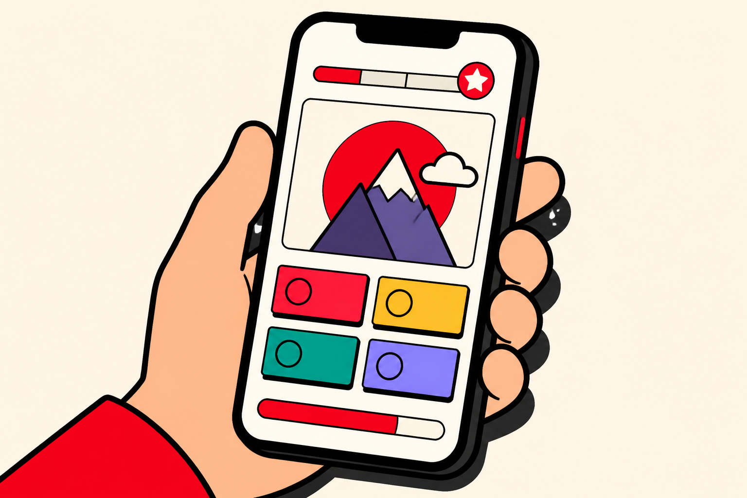 Darstellung der intuitiven Kwisser App Benutzeroberfläche auf einem Smartphone